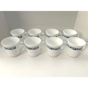 CORELLE OLD TOWN BLUE ONION Coffee Cups Set of 8 CORNING WARE USA